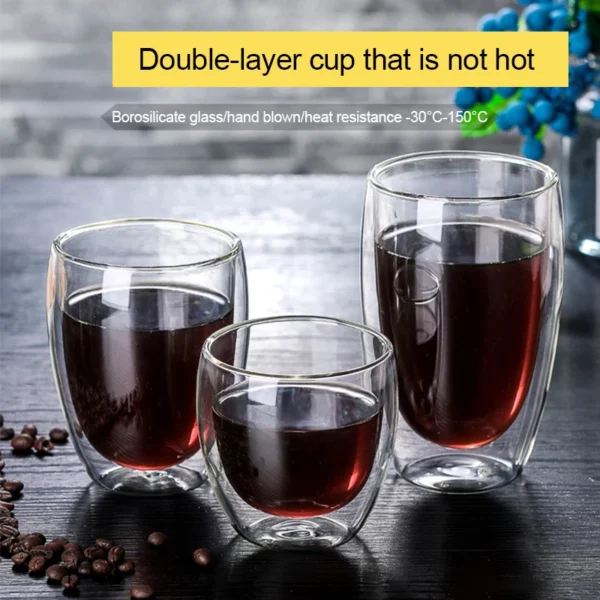 Double Wall Glass Cup 80/150/250/450/350ML Heat Resistant Beer Coffee Water Milk Cups Transparent Glasses Whiskey Cups Drinkware - Image 6