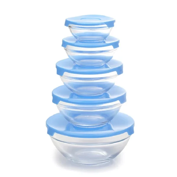 5pcs Sealing Bowls Glass Mixing Bowl Set Retain Freshness Bowl with PP cover