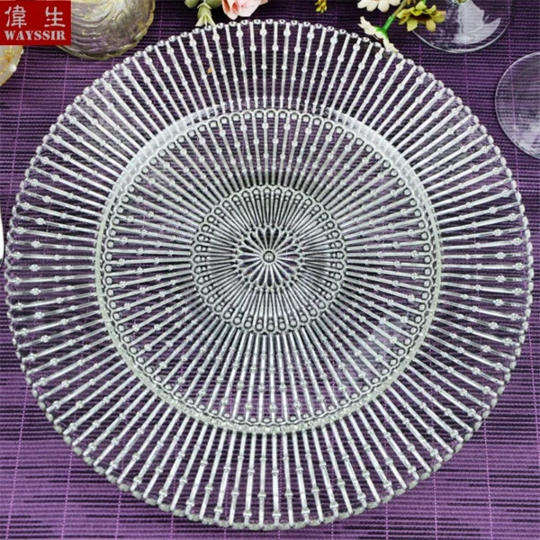 Wand Design Glass Charger Plate, Show Tray, Decorative Salad Fruit Steak, Wedding Dinner Plate, Round Dish, Tableware Display - Image 2