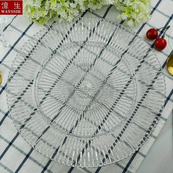 Wand Design Glass Charger Plate, Show Tray, Decorative Salad Fruit Steak, Wedding Dinner Plate, Round Dish, Tableware Display - Image 3