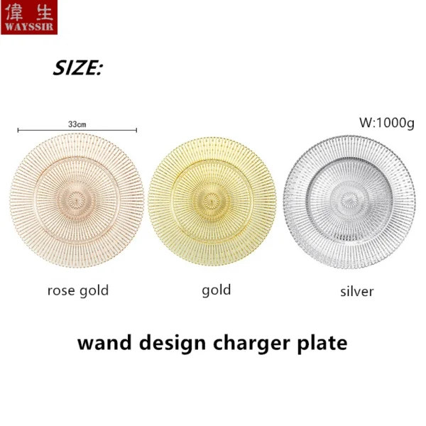 Wand Design Glass Charger Plate, Show Tray, Decorative Salad Fruit Steak, Wedding Dinner Plate, Round Dish, Tableware Display - Image 6