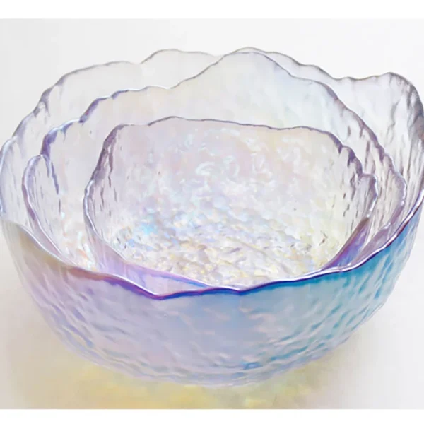 Japanese-Style Glass Bowl Colorful Irregular Shape Salad Bowl Large Fruit Bowl Glacier Shape Glass Tableware Home Dinnerware - Image 5