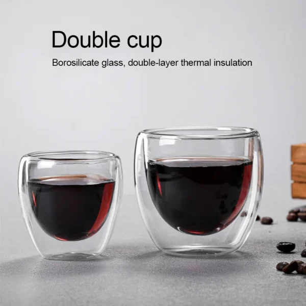 Double Wall Glass Cup 80/150/250/450/350ML Heat Resistant Beer Coffee Water Milk Cups Transparent Glasses Whiskey Cups Drinkware - Image 2