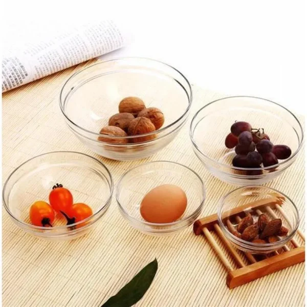 5pcs Glass Mixing Bowl Glass Bowl Set Retain Freshness Bowl with PP cover each - Image 4