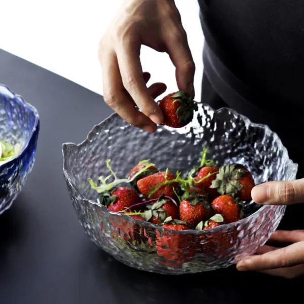 Japanese Large Transparent Glass Bowl Household Salad Shaped Dessert Bowl Heatproof Soup Bowl Large Bowl Tableware - Image 3