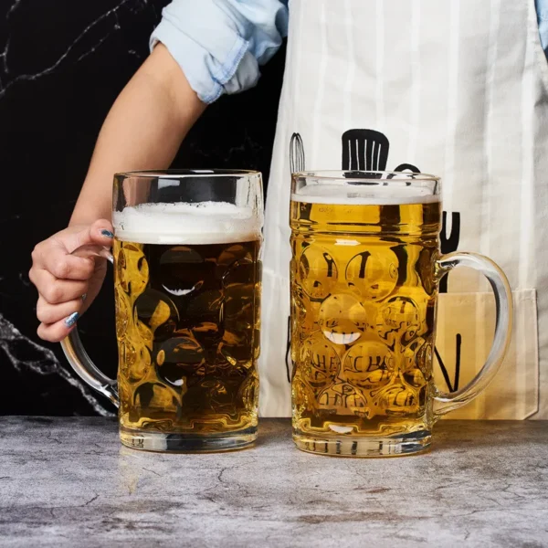 1L Beer Glass Large Capacity Thick Beer Mug Water Crystal Glass Cup Transparent with Handle for Club Bar Party Home