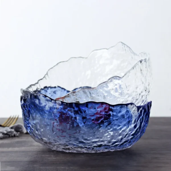 Japanese Large Transparent Glass Bowl Household Salad Shaped Dessert Bowl Heatproof Soup Bowl Large Bowl Tableware - Image 2