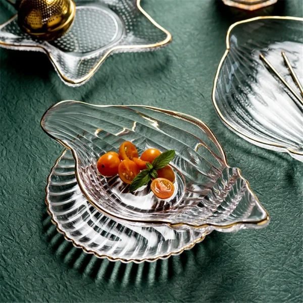 Glass Salad Bowls Gold Side Crystal Transparent Dish Creative Starfish conch scallop Snack Fruit Plates Home kitchen Decor Gift - Image 2