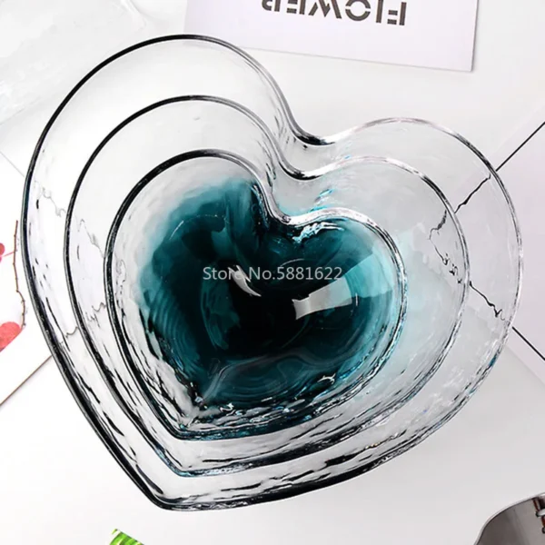 Fruit Salad Transparent Heart Shaped Crystal Glass Bowl Colorful Dessert Bowl P7Ding - Image 4