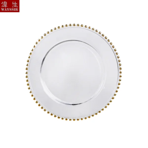 Nordic Round Shape Steak Dinner Crystal Glass Charger Plate, Decorative Salad Fruit, Wedding Party Tableware, Gold Cake Dish - Image 5