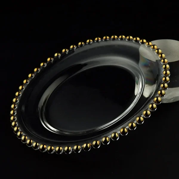 Factory Wholesale 8 Inch Gold Silver Rim Clear Beaded Point Glass Dish Charger Plate - Image 5