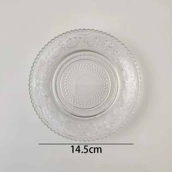 Retro Glass Plate Relief Transparent Western Food Fruit Salad Plate Living Room Desktop Cake Organizer Home Kitchen Tableware - Image 6