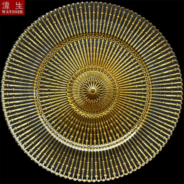 Wand Design Glass Charger Plate, Show Tray, Decorative Salad Fruit Steak, Wedding Dinner Plate, Round Dish, Tableware Display - Image 4