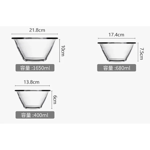 European Glass Large and Basin Beaten Egg Container Modern Simple Cake Baking Pastry Bowl Small Salad Dessert Cooking Bowl 500ml - Image 6