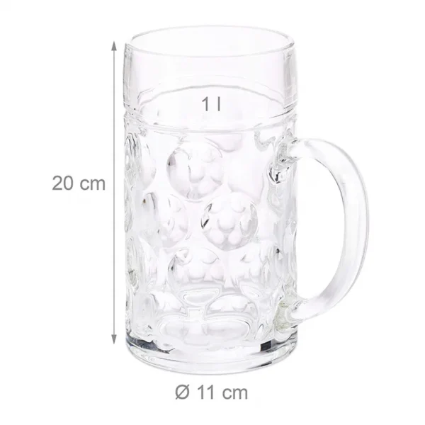 1L Beer Glass Large Capacity Thick Beer Mug Water Crystal Glass Cup Transparent with Handle for Club Bar Party Home - Image 5