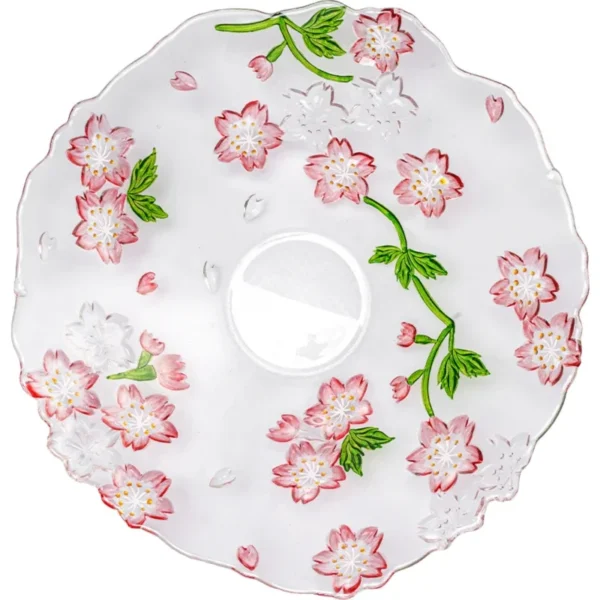 Japanese Hand-painted Cherry Blossom Glass Dessert Plate with High Aesthetic Value, Kitchen Accessories, Fruit Snack Plate - Image 5