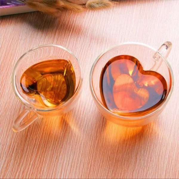 1 PCS Heart Love Shaped Glass Mug Couple Cups Double Wall Glass cup Heat-Resisting Tea Beer Mugs Milk coffee Cup Gift Drinkware