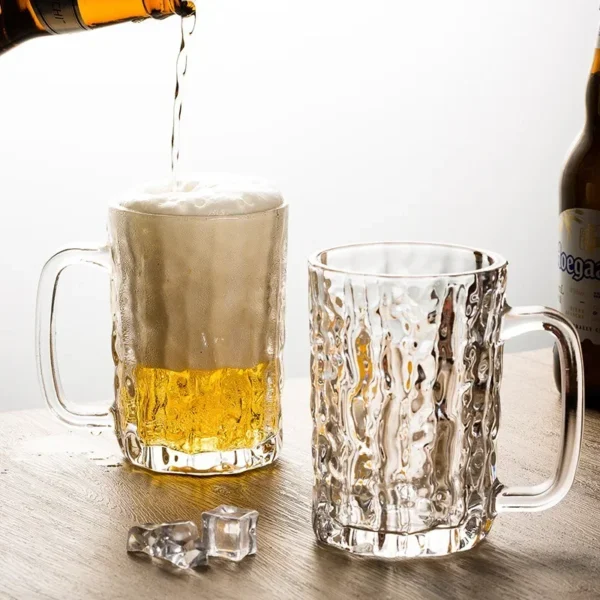 1pcs-4pcs Handle Beer Glass Irregular Shape Creative Home Large Capacity Draft Beer Cup Commercial Beer Glass with Handle Teacup - Image 3