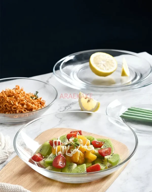 7 inches Tempered glass plates for microwave ovens, heat-resistant fruit plates, transparent salad plates - Image 4