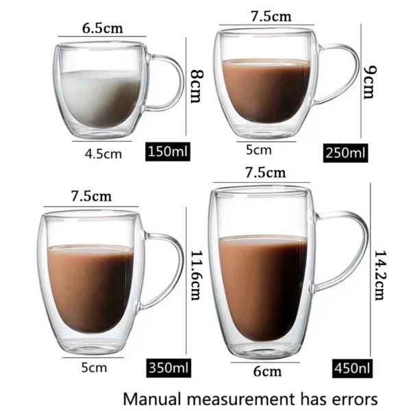 2-6pcs Double-layer Wall Transparent Cup Coffee Milk Drink Mug High Borosilicate Glass Drinkware Heat Resistant Household Office - Image 6