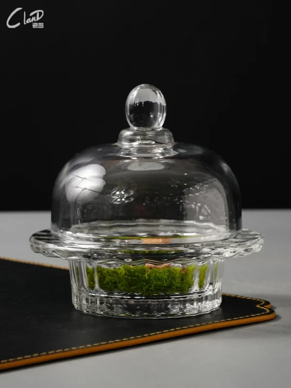 glass bowl with lid transparent and creative snow fungus broth dessert sugar water bowl dessert Chinese suit - Image 2