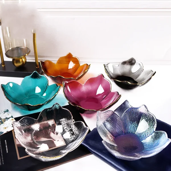 Phnom Penh flower petals glass dessert bowl household fruit plate salad bowl ice cream bowl kitchen supplies - Image 2