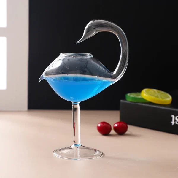 2023 New Cute Creative Swan Bird Cocktail Glass Transparent Goblet Glass With Straw Wine Juice Cup For Party Bar Nightclub - Image 2