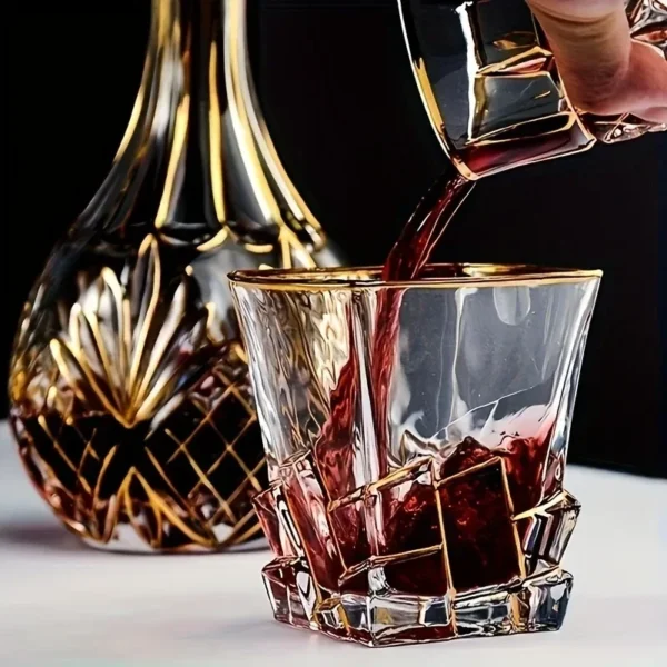 1pc Golden Line Whiskey Glasses Hand Painting Wine Set Tumbler Multi Functional Crystal Barware for Wine Whisky Beer Cocktails - Image 6