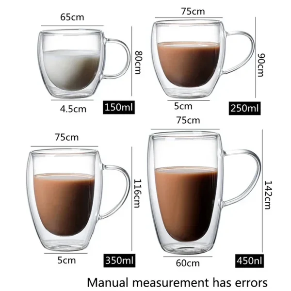 Heat Resistant Double Wall Glass Cup 80-650Ml Beer Milk Coffee Water Cups Transparent Cup Wholesale Glass Drinkware Mug Set Gift - Image 6