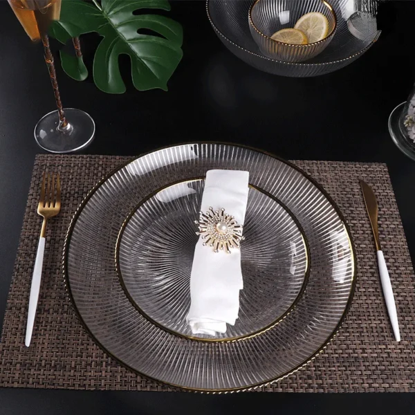 Nordic ins Phnom Penh Transparent Glass Plate Steak Dessert Decoration dishes and plates sets dinner plates sushi plate kitchen - Image 5