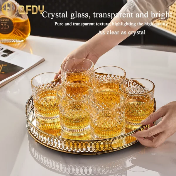 wine glass 6-piece set with rotating cup holder light luxury high-end whiskey glass Home cup water glass beer cup