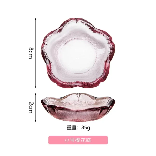 Withered Japanese Sakura Glass Bowls and Dishes Creative Pink Glass Plate Household Dried Fruit Plate Dipping Plate Plate Spot W - Image 6