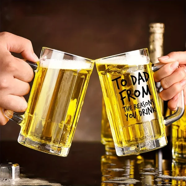 Dad's Favorite Glass Beer Mug - Reusable, Thick-Bottomed for Draft Beer, Juice & Milk - Perfect Father's Day Gift, - Image 4