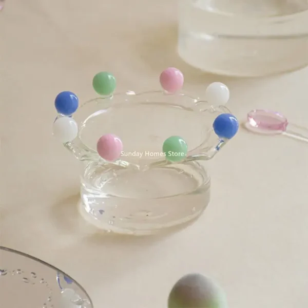 Colorful Dot Crown Glass Bowl Dessert Glass Mug Fruit Plate Dish Snack Candy Cake Bowl Ice Cream Cup - Image 2