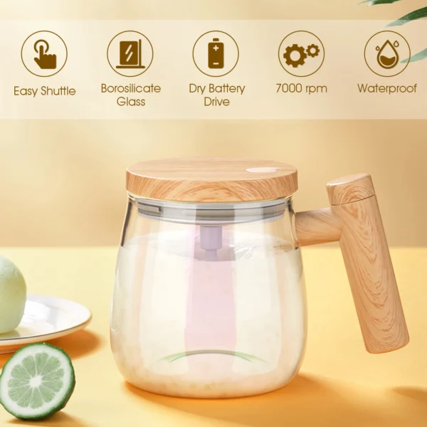 400ML Self Stirring Mug 7000RPM Electric High Speed Mixing Mug Waterproof Automatic Mix Glass Cup Coffee Milk Mixing Water Cup