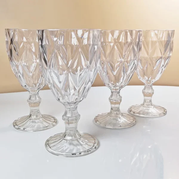 Plastic Wine Glass Cups Vintage Wine Cup 330ml Embossment Juice Drinking Cups Champagne Goblets Cups - Image 6