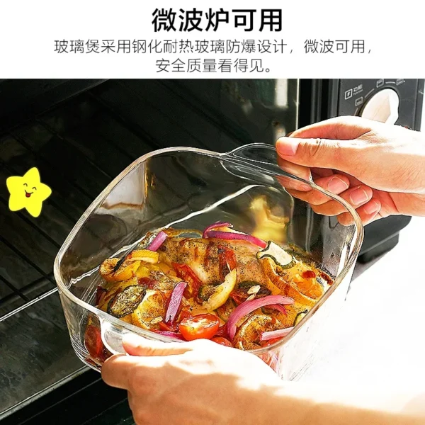 Transparent Pyrex Pot Large Household Soup Bowl with Lid Salad Bowl Microwave Oven Special Utensil Heating Instant Noodle Bowl - Image 2