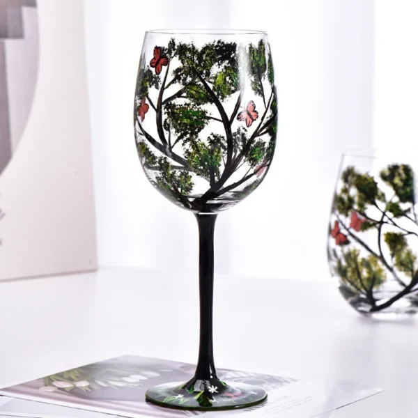 Four Seasons Trees Wine Glasses Goblet Printed Glass Cup For Wine Beer Cocktail Large Capacity Glass Cup Barware Set Wine Glass - Image 2