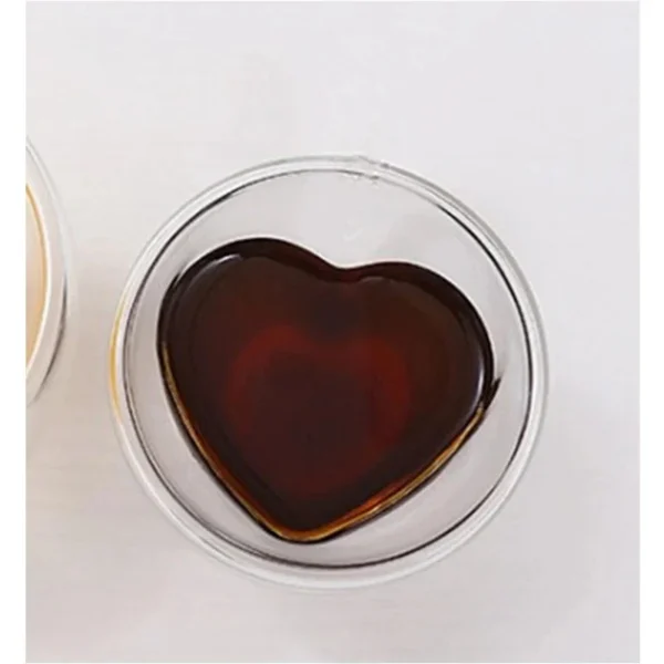 240ML Heart Shaped Glass Cup Double Wall Glass Coffee Mug Heat-Resisting Glasses Cup Milk Coffee Drinking Shot Glasses Drinkware - Image 5