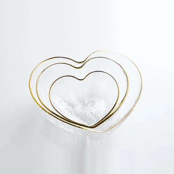 Creative Love Glass Bowl Golden Border Dinner Plate Home Heart-shaped Cup Dessert Fruit Salad Breakfast Bowl Kitchen Tableware - Image 3