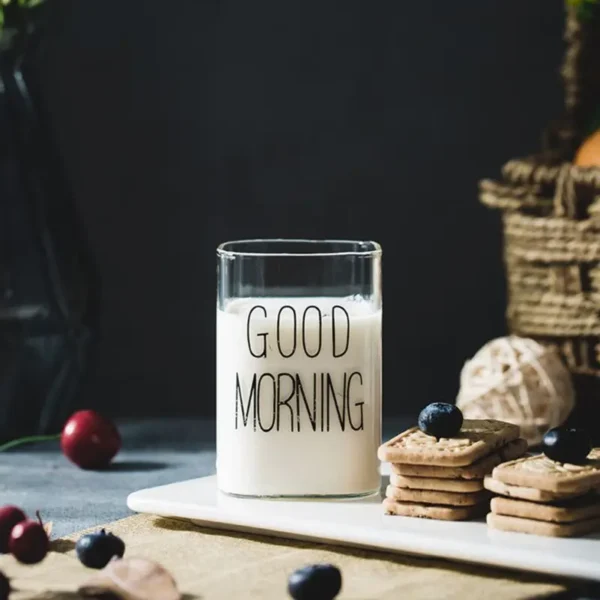 360/370ml Letter Good Morning Juice Milk Cup High Borosilicate Clear Glass Cup Heat-Resistant Water Cup Mug Kitchen Drinkware - Image 5