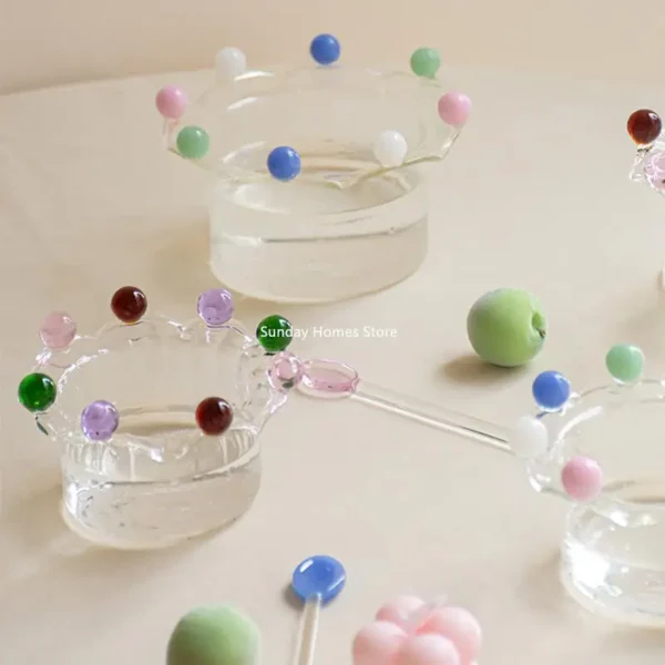 Colorful Dot Crown Glass Bowl Dessert Glass Mug Fruit Plate Dish Snack Candy Cake Bowl Ice Cream Cup - Image 5