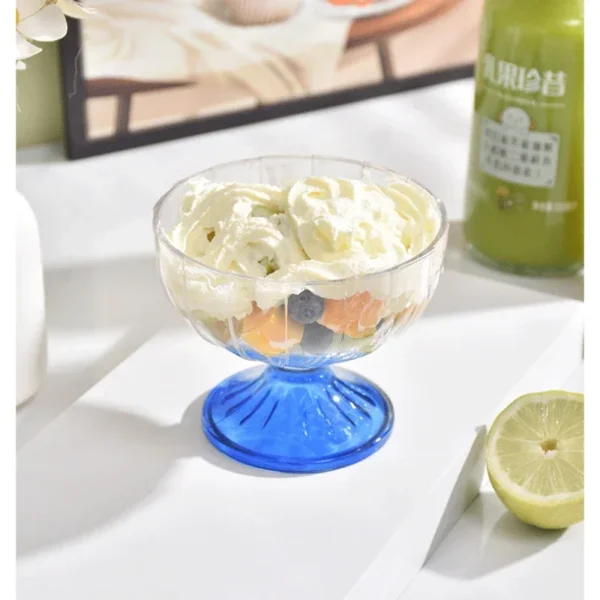 Transparent Salad Plates 250ml Clear Plastic Salad Bowl For Dessert Shake Goblet Glass Embossed Ice Cream Cup Home - Image 6