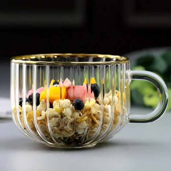 Transparent Glass Breakfast Cup Coffee Tea Mug Drink Dessert Breakfast Milk Cup Household Handle Large Capacity Coffee Cup New - Image 6