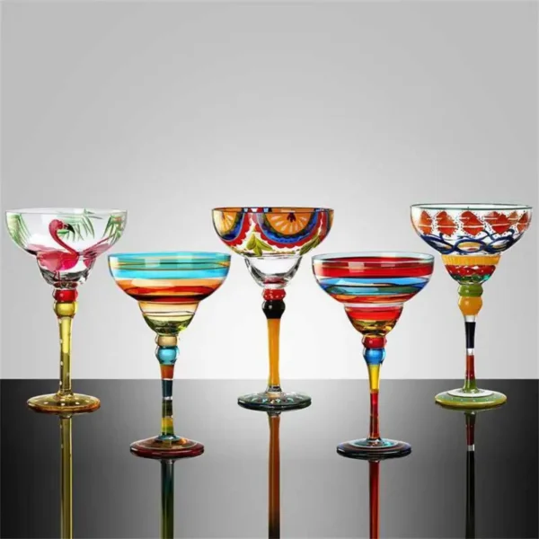 270ml Creative Margarita Wine Glasses Handmade Colorful Cocktail Glass Goblet Cup -free Home Bar Wedding Party Drinkware