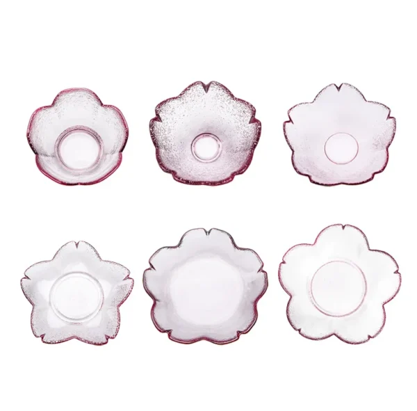 Withered Japanese Sakura Glass Bowls and Dishes Creative Pink Glass Plate Household Dried Fruit Plate Dipping Plate Plate Spot W - Image 5