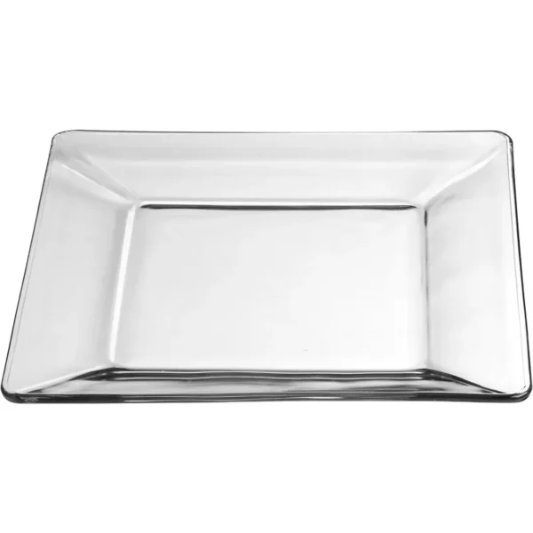 Tempo Glass Dinnerware Set, Sleek Square Clear Glass Plates and Bowls Set of 12, Dishwasher Safe Glass Dishes Set for Dinners - Image 3