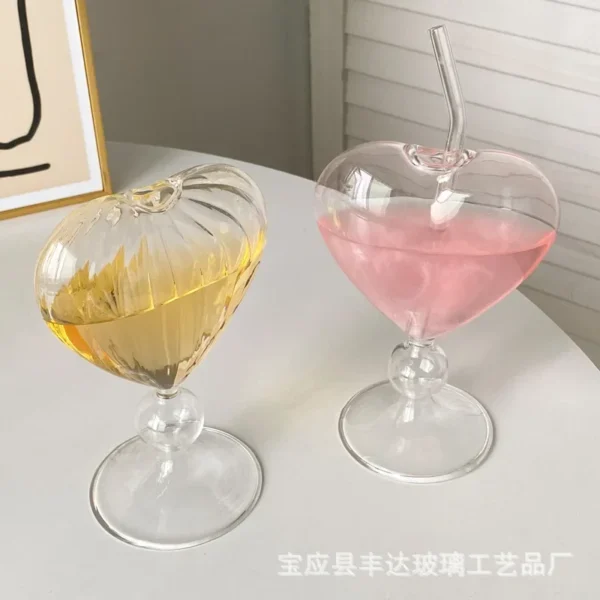 Ins Style Internet Celebrity Love Cup Straw Glass Bar Cocktail Glass Juice Drink Cocktail Tall Glass Champagne Glasses - Image 4