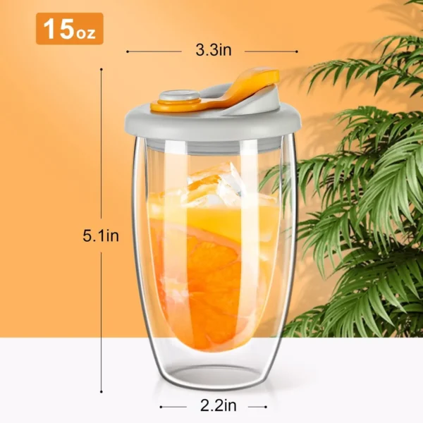 GIANXI 350ml/450ml Double Glass Cup Transparent Tea Coffee Mug With Silica Gel Lid Kitchen Milk Beverage Coffee Cup Drinkware - Image 6