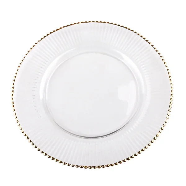 Golden Stroke Glass Plate Transparent Stripe Embossed Decorative Home Fruit Salad Plates Western Restaurant Table Top Steak Dish - Image 4